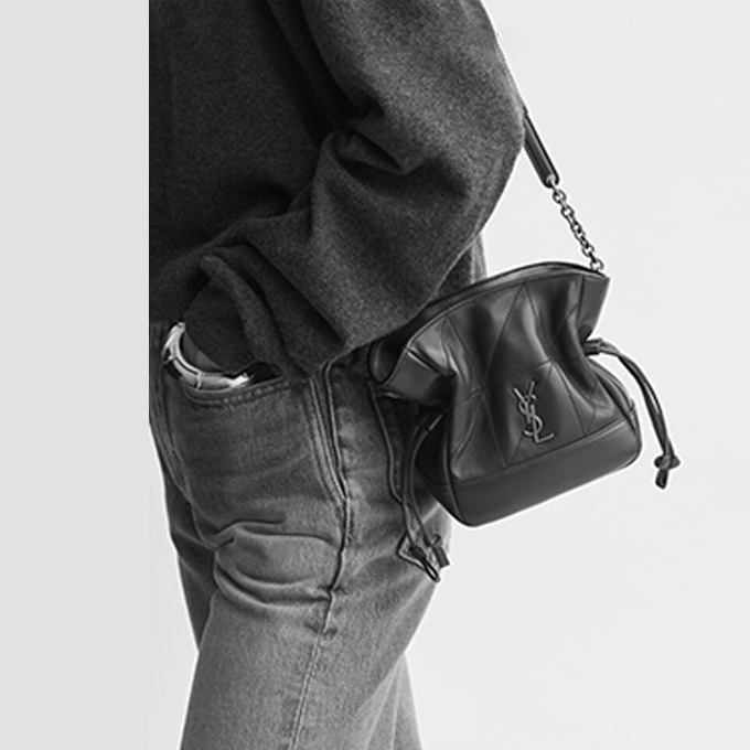 9a+quality saint laurent jamie mini lambskin drawstring bucket crossbody bag